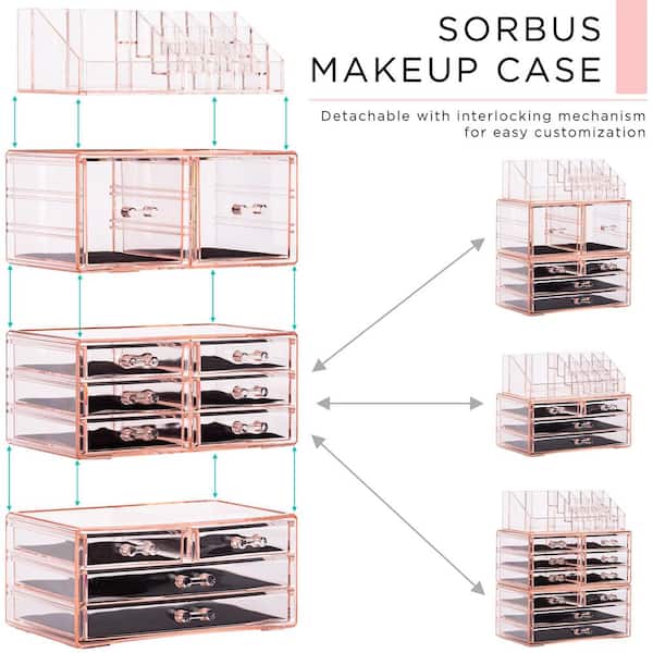 Sorbus Black Clear Makeup Organizer MUP-SET-34BLK - The Home Depot