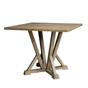 45 in. Grayish Brown Antique Finishing Square Solid Wood Dining Table for 4 Seaters