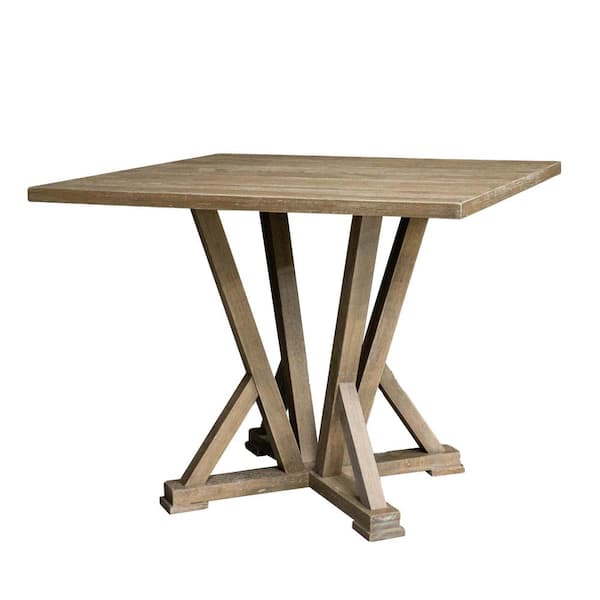Tatayosi 45 in. Grayish Brown Antique Finishing Square Solid Wood Dining Table for 4 Seaters