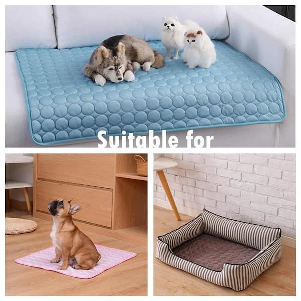 Shatex Large Summer Self-Cooling Mat Pet Bed Breathable Kennel Pad for Dogs Cats Sleep Blanket, Blue