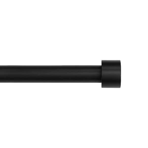 66 in. - 120 in. Telescoping 3/4 in Single Curtain Rod Kit in Matte Black with Cap Finial