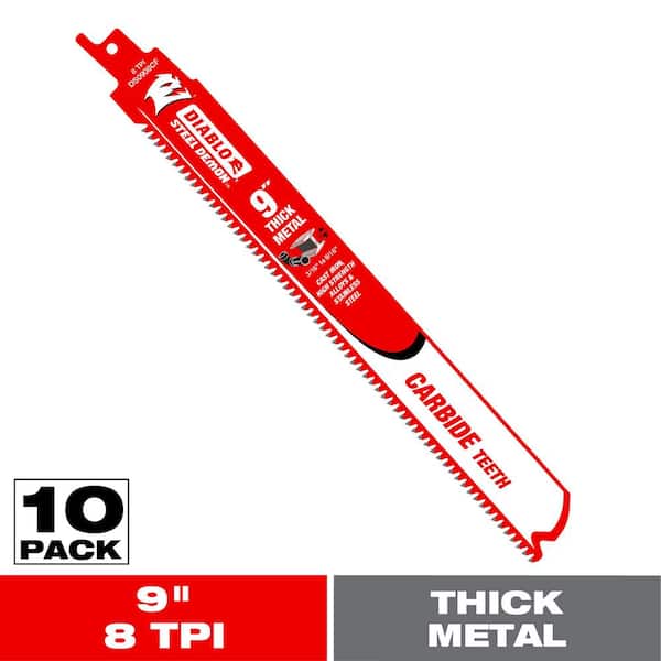 9 in. 8 TPI Steel Demon Carbide Teeth Reciprocating Saw Blades for Thick Metal (10-Pack)