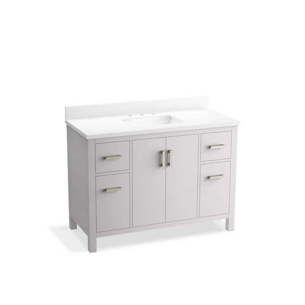 KOHLER Kresla 49.02in. Single Sink Freestanding Atmos Grey Bath Vanity with White Quartz Top Assembled