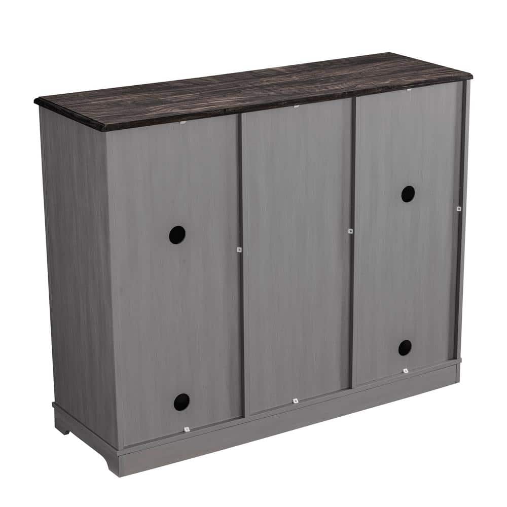 Festivo Modern Gray Wood 47" Bar Cabinet with Brushed Nickel Knobs