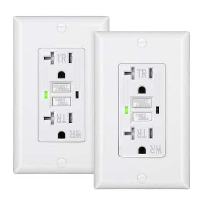 20 Amp 125-Volt Self-Test Tamper Resistant GFCI Duplex Outlet, White 2-Pack