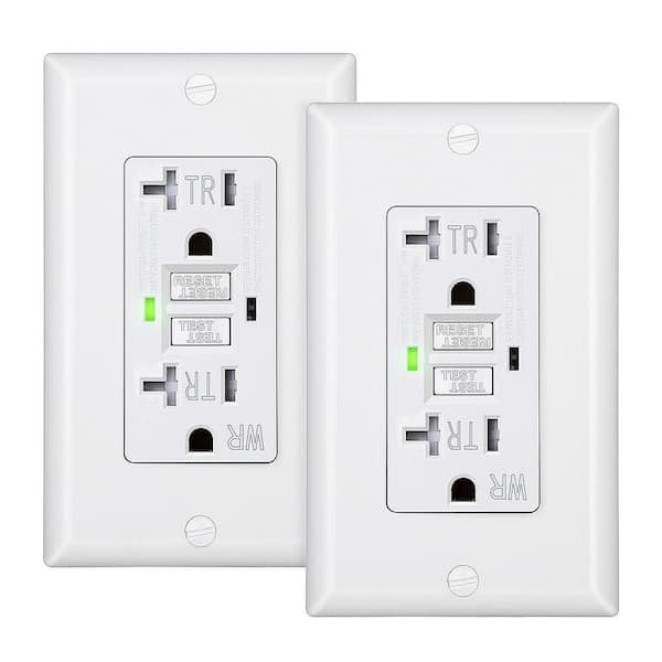 20 Amp 125-Volt Self-Test Tamper Resistant GFCI Duplex Outlet, White 2-Pack