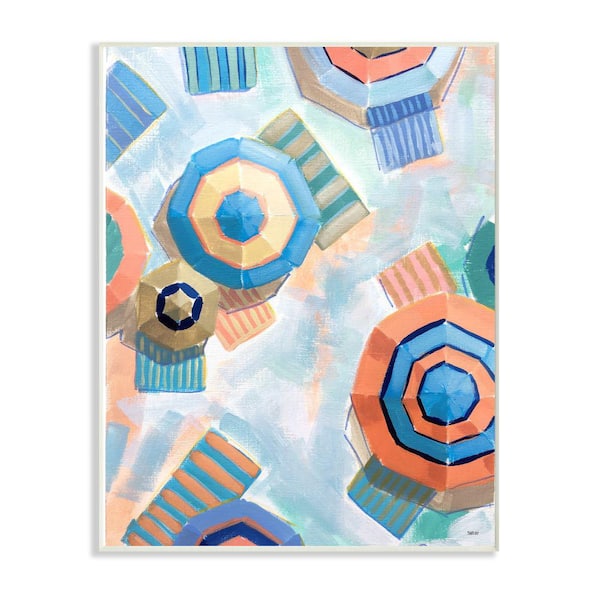 Stupell Industries 12 in. x 18 in. "Colorful Abstract Umbrella Beach Painting" by Shelby Dillon Wood Wall Art