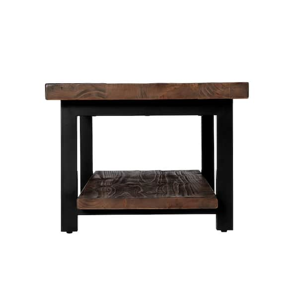 SEI FURNITURE 42.5 in. Metal Rectangular Distressed Black Rustic