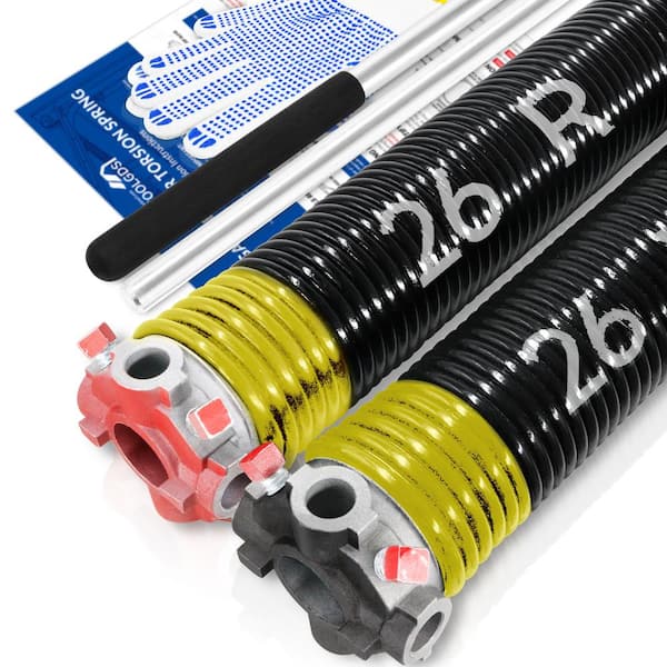 YOTOOLGDS 0.207 in. Wire x 2 in. x 26 in. L Electrophoresis Garage Door Torsion Springs in Yellow Left and Right with Winding Bars