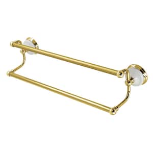 Vintage 18 in. Dual Towel Bar in Polished Brass
