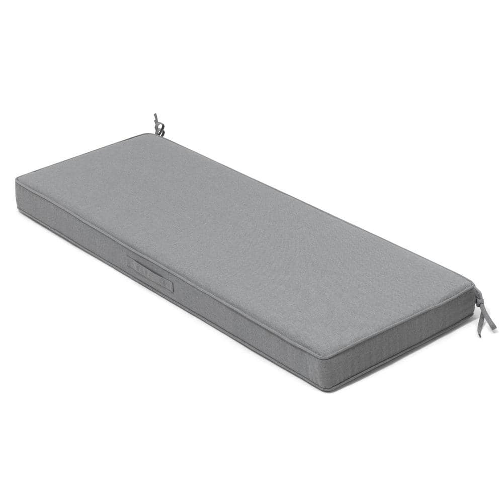 1-Piece 18.5 in. x 48 in. Rectangular Outdoor Bench Cushion in Light Gray