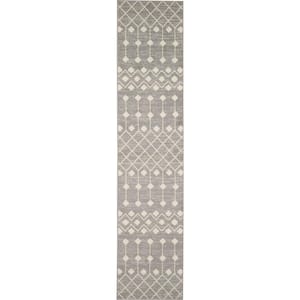Grafix Grey 2 ft. x 6 ft. Moroccan Transitional Runner Area Rug