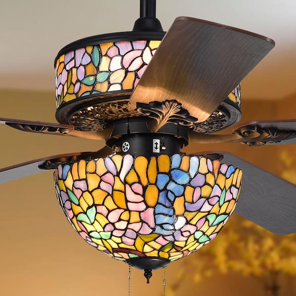 Indoor Art Glass Black Ceiling Fan