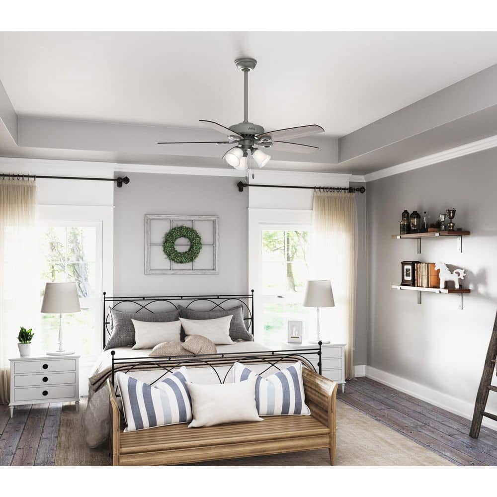 Matte Silver 52" Ceiling Fan with LED Light Kit and Reversible Blades
