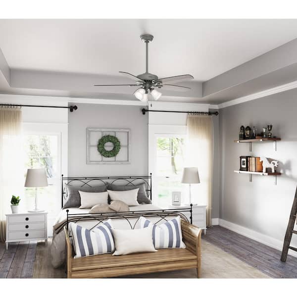 Builder 52 in. Indoor Matte Silver Ceiling Fan with Light Kit