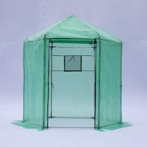84 in. W x 84 in. D x 87 in. H Walk-in Greenhouse Hexagonal Upgrade Reinforced Frame Heavy-Duty Plastic Greenhouse