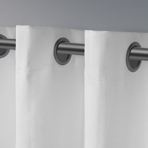 Loha Winter White Solid Light Filtering Grommet Top Curtain, 54 in. W x 96 in. L (Set of 2)
