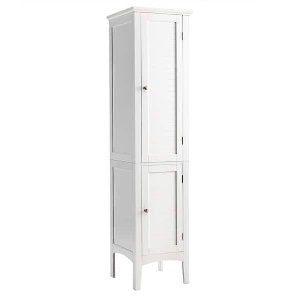 14.5 in. W x 14.5 in. D x 63 in. H White Bathroom Linen Cabinet for Kitchen and Living Room