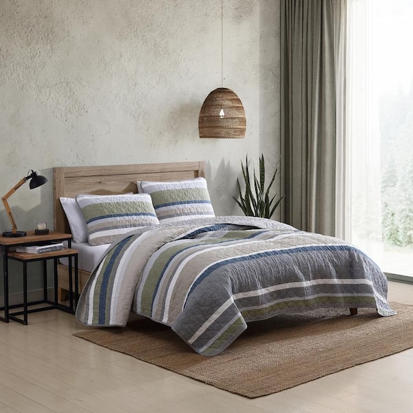 Nautica- Twin Quilt Set, Cotton Reversible Bedding Set, All Season Designer  Home Décor (Ridgeport Beige, Twin)