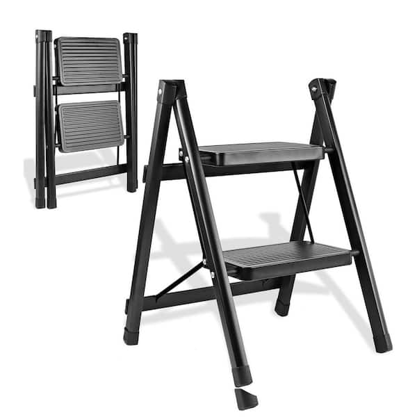 2-Step Folding Ladder-Step Stool for Kitchen Closet Garage Sturdy Lightweight Aluminum Handy Ladder 250 lbs. Capacity