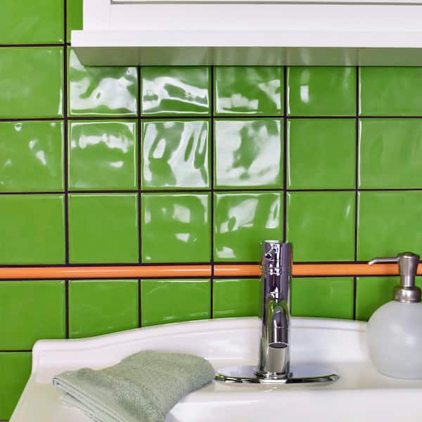 Twist Orange Sunset 1/2 in. x 11-3/4 in. Glossy Ceramic Wall Tile Trim
