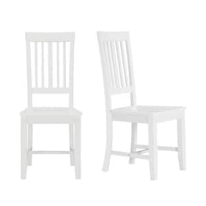 Scottsbury White Wood Dining Chair with Slat Back (Set of 2) (16.7 in. W x 38.7 in. H)