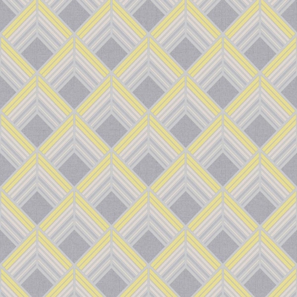 Graham & Brown Trifina Geo Yellow/Gray/Silver Wallpaper Sample