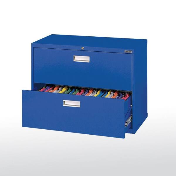 Sandusky 600 Series 36 in. W 2-Drawer Lateral File Cabinet in Blue