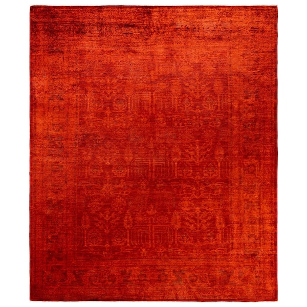Overdyed Orange 8 ft. x 10 ft. Solid Wool Indoor Area Rug