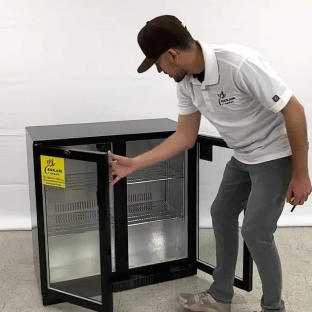 Black 35" Counter Height Bar Refrigerator with Glass Doors