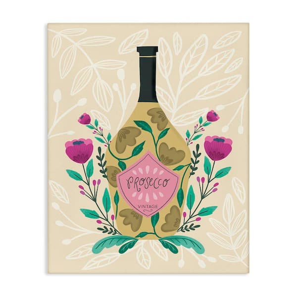 Stupell Industries Chic Floral Alcohol Bottle by Louise Allen Designs Unframed Food Graphic Art Print 20 in. x 16 in.
