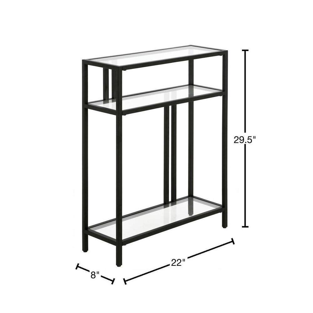 Blackened Bronze 22" Console Table with Glass Shelves