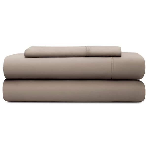 Brookside 3-Piece Sandstone Solid Cotton Twin XL Sheet Set
