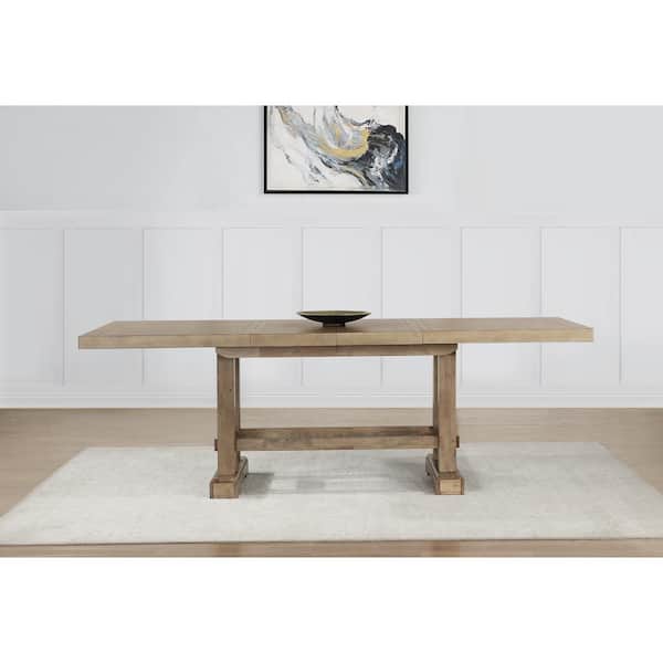 Steve Silver Napa Weathered Sand 72 in. Trestle Counter Height Dining Table with 2 18 in. Leaves
