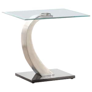 Pruitt 24 in. Clear and Satin Glass Top End Table