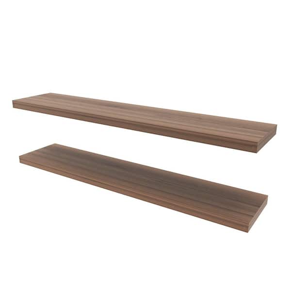 47.3 in. W x 9.8 in. D Light Brown Wood Decorative Wall Shelf, Mounted Wall Shelf, Floating Shelf, 2-Packs