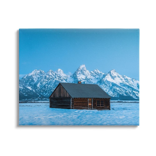 Stupell Industries Log Cabin Mountain View by Jared Kreiss 1-Piece Unframed Graphic Print Nature Poster Art Print 40 in. x 30 in.