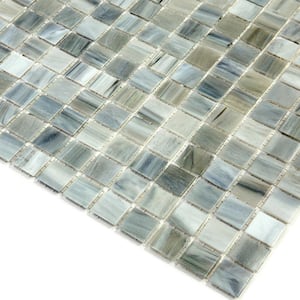 Celestial Glossy Ash Gray 12 in. x 12 in. Glass Mosaic Wall and Floor Tile (20 sq. ft./case) (20-pack)