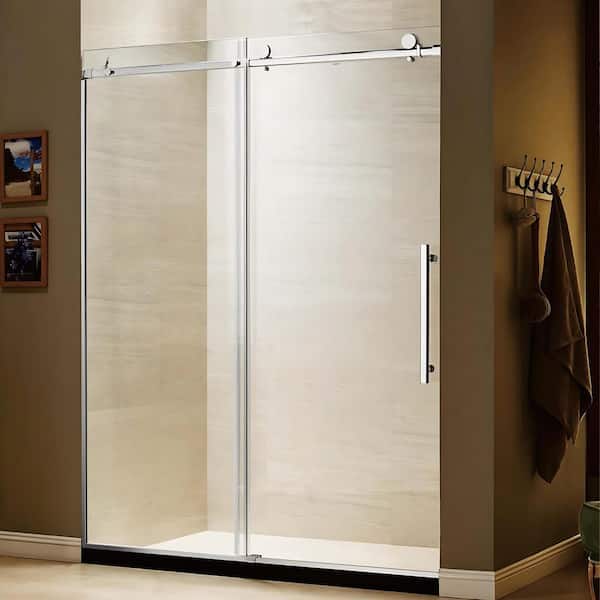 Dreamwerks 60 in. W x 79 in. H Sliding Frameless Shower Door in Stainless Steel