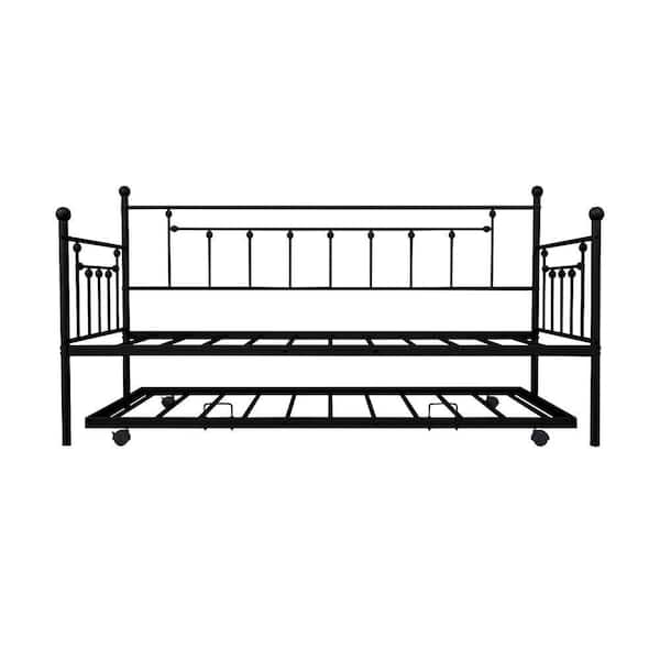 YOFE Black Metal Frame Standard Twin Daybed and Trundle Set
