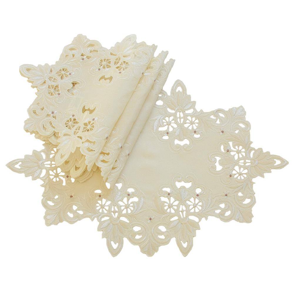 Xia Home Fashions 12 in. x 18 in. Ivory Victorian Lace Embroidered