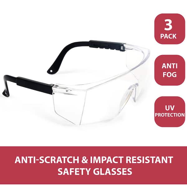 BISON LIFE Clear, Boxer Color Lens Black temple Safety Glasses (3