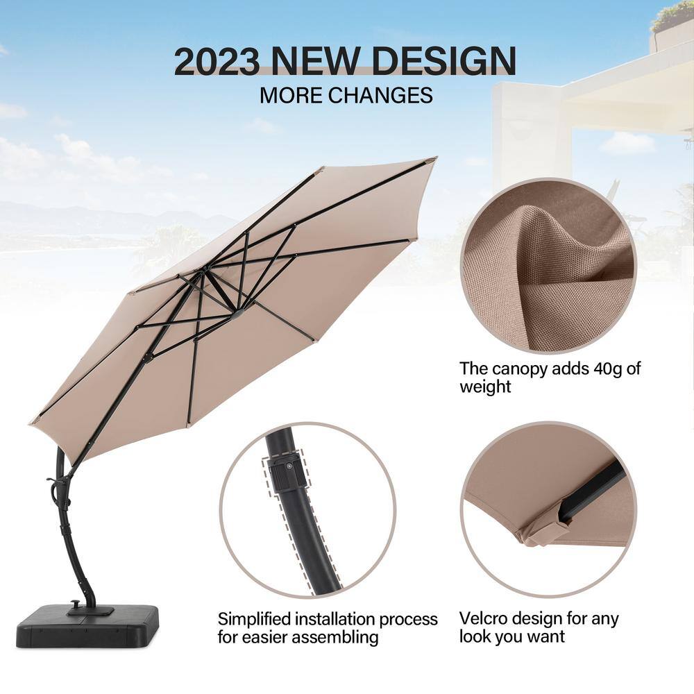 12-Foot Champagne Sunbrella Cantilever Patio Umbrella with Black Metal Pole