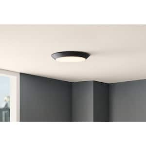 11.5 in. Twist Lift Round LED Flush Mount with Night Light and Extra Black Trim 1800 Lumens Adjustable CCT