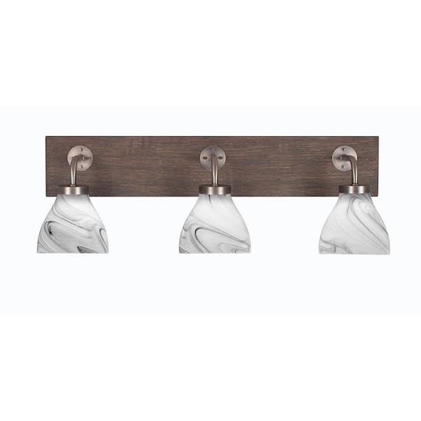 Unbranded Kirby 26.75 in. 3-Light Graphite and Painted Distressed Wood-look Metal Vanity Light