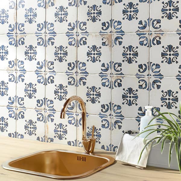 Sienna Terracotta Bell Blue 8.85 in. x 8.85 in. Matte Porcelain Floor and Wall Tile (8.69 sq. ft./ Case)