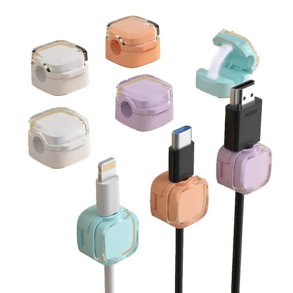 Vrbgify Adjustable Cord Holder for Under Desk Cable Management Charger Wire Organizer (Multicolor) (8-Pack)