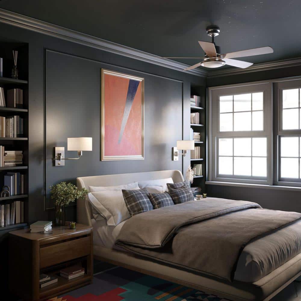 Brushed Nickel Swing Arm Wall Sconce with Linen Shade