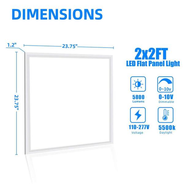 Honbei 2 ft. x 2 ft. 5800 Lumens Integrated LED Panel Light, 5000K 2x2 LED Flat Panel Light Lay in Fixture for Office(12-pack)