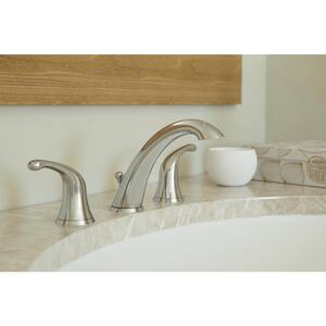 Minimalist 8 in. Widespread 2-Handle Bathroom Faucet with Drain Assembly in Polished Chrome